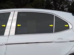Quality Automotive Accessories - QAA PP18132 8Pc Stainless Steel Pillar Trim for 2018-2024 Toyota Camry - Image 1