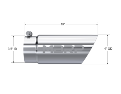 MBRP Exhaust - MBRP Exhaust T5110 T304 SS 3.5" Inlet Dual Wall Angle Cut 4" Outlet Tip - Image 2