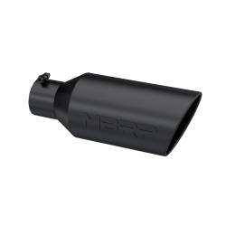 MBRP Exhaust - MBRP Exhaust T5126BLK Blk T304 SS 4" In Single Wall Rolled Angle Cut 7" Out Tip - Image 1