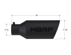 MBRP Exhaust - MBRP Exhaust T5126BLK Blk T304 SS 4" In Single Wall Rolled Angle Cut 7" Out Tip - Image 2