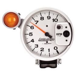 AutoMeter - AutoMeter 233911 Autogage Pedestal Tacho w/Shift Light Silver Gauge 10000RPM 5" - Image 1