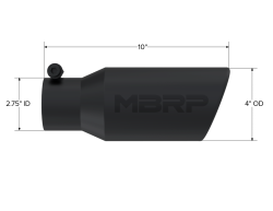 MBRP Exhaust - MBRP Exhaust T5157BLK Blk T304 SS 2.75" In One Wall Rolled Angle Cut 4" Out Tip - Image 2