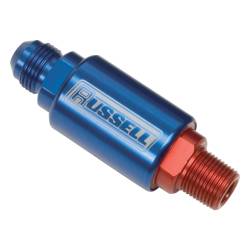 Russell - Russell 650170 3-1/4" Length 8ANx3/8" Male NPT In/Out Fuel Filter w/Red/Blue - Image 1