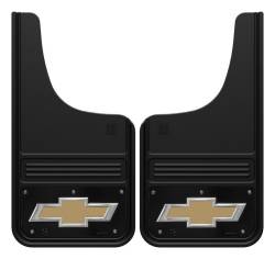 Gatorback - Gatorback GB1223CUTBT-GFULL 12"x23" Cut-Style Black Mud Flaps Bowtie Logo - Image 1