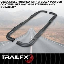 TrailFX - TrailFX A1010B Nerf Bar 4" Oval Side Steps Black Steel Frame Mount - Image 2
