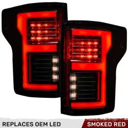 Recon - Recon 264468LEDRBK OLED Tail Lights Red Smoked Lens 18-20 Ford F150 w/BLIS - Image 1