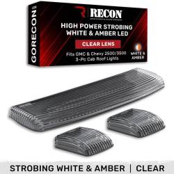 Recon - Recon 264157CLS LED Cab Roof Light Kit Clear/White/Amber Silverado/Sierra HD - Image 1