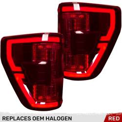 Recon - Recon 264568RD OLED Tail Lights Red Lens 21-23 Ford F150 w/BLIS - Image 1
