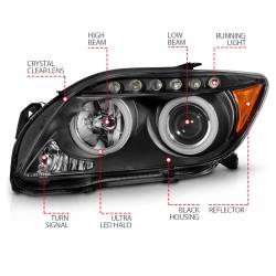 Anzo USA - Anzo USA 121119 Projector Headlight Set w/CCFL Halo Black for 05-10 Scion TC - Image 4
