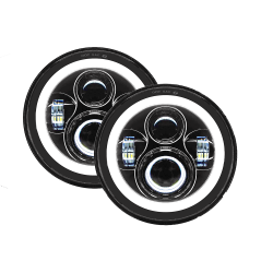 Quake LED - Quake LED QTE902 7" 45W High/Low Headlight RGB HD Accent Tempest for JK/CJ/TJ - Image 1