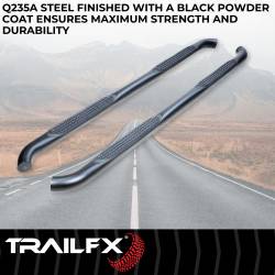 TrailFX - TrailFX A0055T Nerf Bar 3" Black Powder Round Bent 90-DEG w/Step Pads Rocker Mnt - Image 2