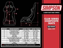 Simpson Safety - Simpson Safety S108-304 Club Series Cloth Bucket Seat Fixed Back Black Large 16" - Image 10