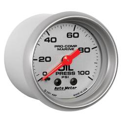 AutoMeter - AutoMeter 200790-33 Marine Mechanical Oil Pressure Gauge Silver 100Psi 2-1/16" - Image 3