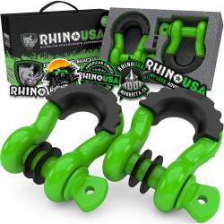 Rhino USA - Rhino USA RNO-GRN-SHACKLES 3/4" D-Ring Shackle Set 2Pc Green - Image 1