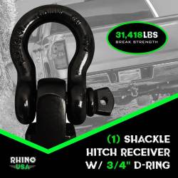 Rhino USA - Rhino USA RG-HTHITCH2 Red Shackle Hitch Receiver w/D-Ring Red - Image 2