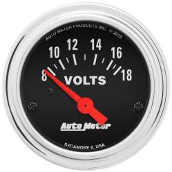 AutoMeter - AutoMeter 2592 Traditional Chrome Volt Meter Gauge 8-18V 2-1/16" Short Sweep - Image 1