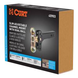 CURT - CURT 45903 Slim Adjustable Channel Mount w/Dual Ball 2" Shank 10K 3-3/4" Drop - Image 2
