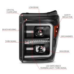 Anzo USA - Anzo USA 111406 Black Projector Headlight Set for 11-16 Ford F250/F350/F450 - Image 4