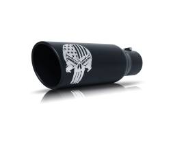 Gibson Performance Exhaust - Gibson Performance 76-1002 Patriot Skull Series Black Ceramic Exhaust Tip - Image 1
