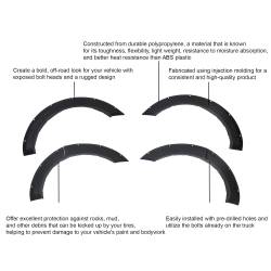 Black Horse Off Road - Black Horse FPSRA19T FENDER FLARES RIVETED Style Black for 19-22 RAM 2500-3500 - Image 2