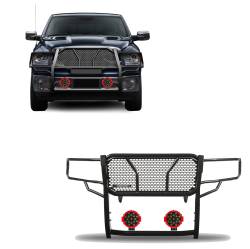 Black Horse Off Road - Black Horse RU-DORA09-B-PLR Rugged-HD Grille Guard w/7.0" LED Red for RAM 1500 - Image 1