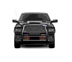 Black Horse Off Road - Black Horse RU-DORA09-B-PLR Rugged-HD Grille Guard w/7.0" LED Red for RAM 1500 - Image 2