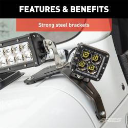ARIES - ARIES 1501305 Windshield Lights w/Brackets for 18-20 Gladiator/Wrangler JL - Image 4