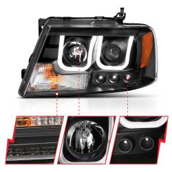 Anzo USA - Anzo USA 111288 Projector Headlight Set w/U-Bar Halo Black for Ford F150 - Image 3