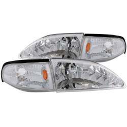 Anzo USA - Anzo 121262 Chrome Headlight Set w/Corners for 94-98 Ford Mustang - Image 1