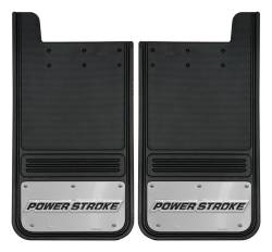 Gatorback - Gatorback GB1223P 12"x23" Universal Black Mud Flaps Powerstroke Logo - Image 1