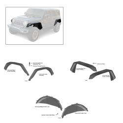 Black Horse Off Road - Black Horse TFFJ-FS Tubular Fender Flares w/Inner Fender Liners Front/Rear - Image 1