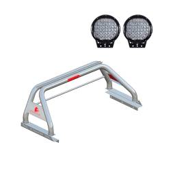 Black Horse Off Road - Black Horse RB09SS-PL69B Classic Roll Bar w/9" Black LED SS 20-25 Jeep Gladiator - Image 1