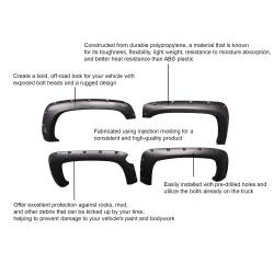 Black Horse Off Road - Black Horse FPSSI03 FENDER FLARES RIVETED Style Black 03-06 Chevy Silverado 1500 - Image 1