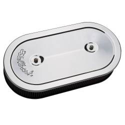 Edelbrock - Edelbrock 1235 Pro-Flo Chrome Oval Air Cleaner Dual-Quads 2.5" Cotton Element - Image 1