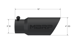MBRP Exhaust - MBRP Exhaust T5156BLK Blk T304 SS 3" In Dual Wall Angle Cut 4" Outlet Tip - Image 2