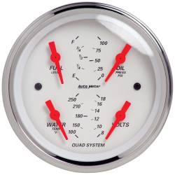 AutoMeter - AutoMeter 1312 Arctic White Quad Gauge 100 PSI/100-250 -DEG F/8-18V/240-33Ohm - Image 1