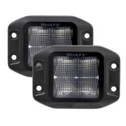TrailFX - TrailFX 2X2FMBKF2 2x2 LED Flush Mount Light 4 LEDs 10W Clear Lens Black Housing - Image 1