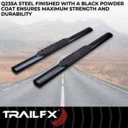 TrailFX - TrailFX A1546T 4" Oval Straight Nerf Bar Black Mild Steel Rocker Panel Mount - Image 2