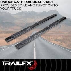 TrailFX - TrailFX AL4002B A4 Series Nerf Bars 4.5" Hex Black for Rocker Panel Mount - Image 2