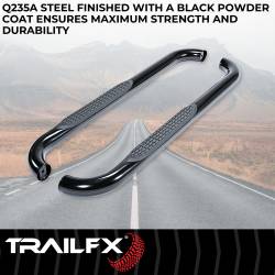 TrailFX - TrailFX 1160632073 3" Round Black Nerf Bar w/Step Pads & End Caps Panel Mount - Image 2