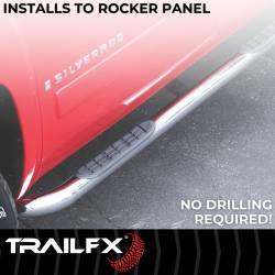 TrailFX - TrailFX 1110134041 Nerf Bars 3" Round Bent Polished Stainless w Step Pad & Mount - Image 2