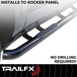 TrailFX - TrailFX 1110134043 Nerf Bars 3" Round Bent Black Powder-Coated Steel w Step Pads - Image 2