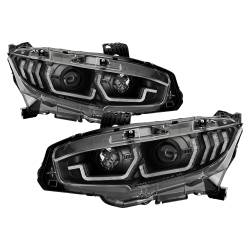 Spyder Auto - Spyder Auto 5087867 Projector Headlights DRL U-Shape Black for 16-20 Honda Civic - Image 1