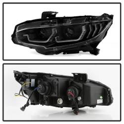 Spyder Auto - Spyder Auto 5087867 Projector Headlights DRL U-Shape Black for 16-20 Honda Civic - Image 2