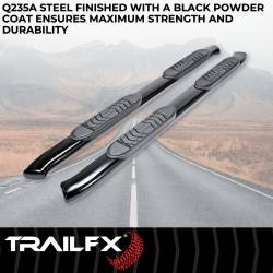 TrailFX - TrailFX A7063B 5" Oval Bent Side Bars Black Steel Rocker Panel Mount - Image 2