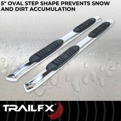 TrailFX - TrailFX A7073S 5" Oval Bent Nerf Bars SS w/Step Pads - Image 2