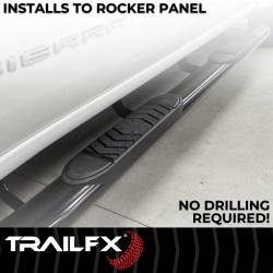 TrailFX - TrailFX A7082B 5" Oval Straight Nerf Bars Black Steel w/Step Pads - Image 2
