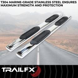 TrailFX - TrailFX A8201S 6" Oval Straight Nerf Bar w/Step Pad SS Frame Mount - Image 2