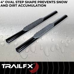TrailFX - TrailFX A1530B 4" Oval Straight Nerf Bar Black Mild Steel Rocker Panel Mount - Image 2