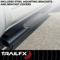 TrailFX - TrailFX A1532B 4" Oval Straight Nerf Bar Black Mild Steel Rocker Panel Mount - Image 2